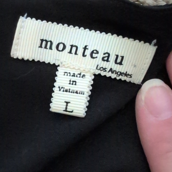 Monteau Black & Cream Pinstriped Spaghetti Strap Belted Split Wide Leg Jumpsuit - Picture 11 of 11